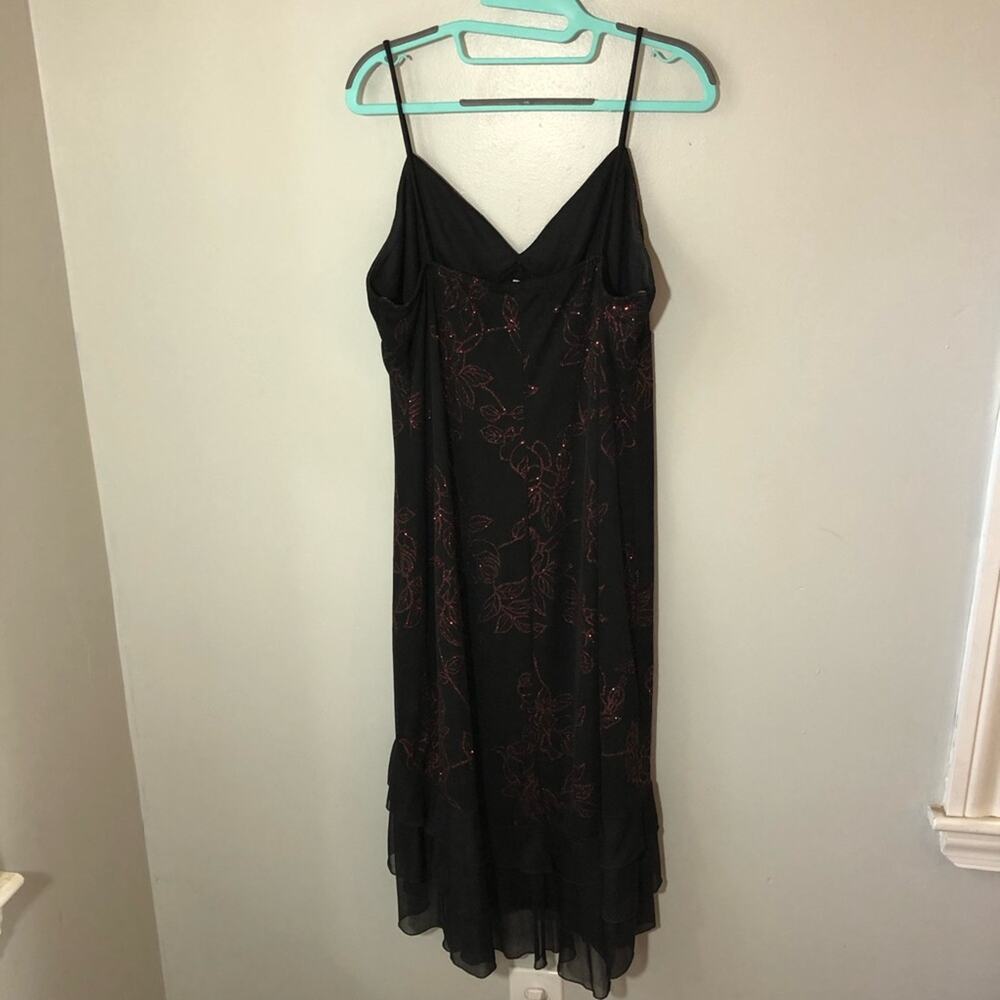 Vintage California concepts y2k baby doll dress red sparkly rose print ruffles L